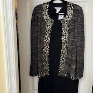 Misook Classic Little Black Dress and Metallic Jacket